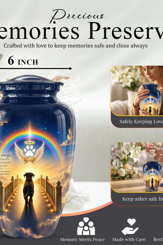 Personalized Dog Cremation Urn for Ashes, Rainbow Bridge Dog Memorial Urn, Angel Pet Tribute Urn - Beloved Dog Remembrance (200 Cubic)
