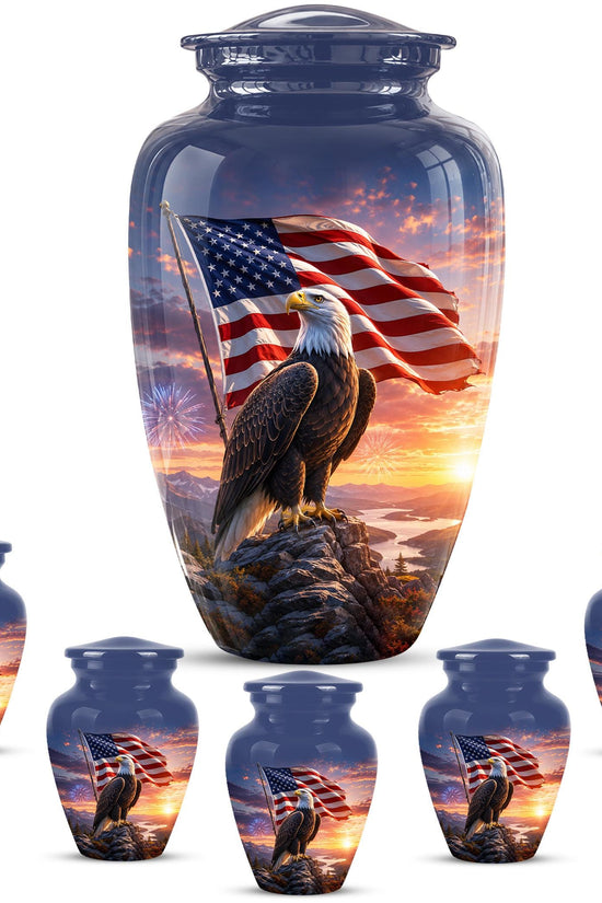 American Flag Eagle Cremation Urn for Ashes - Bald Eagle Patriotic Memorial Urn