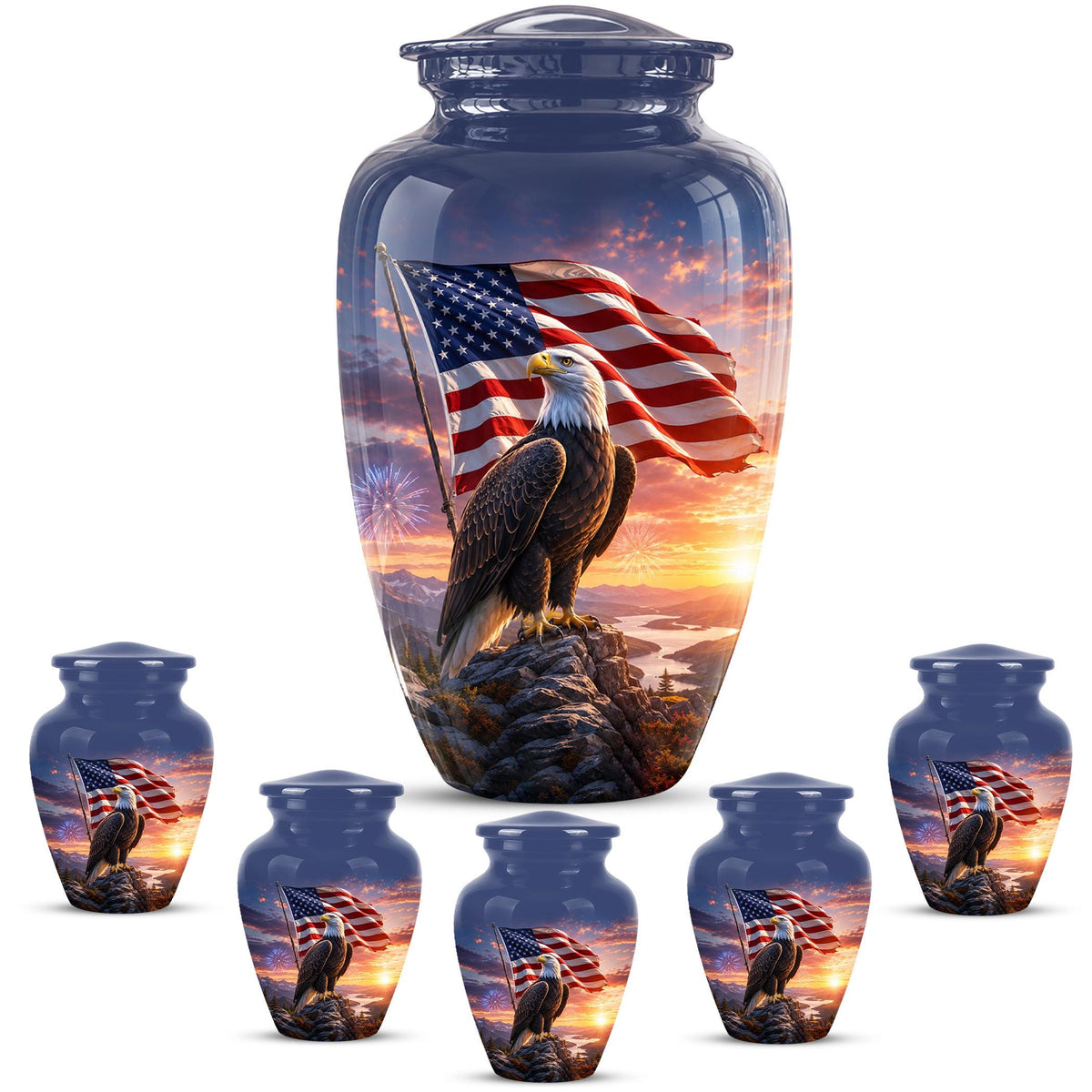 American Flag Eagle Cremation Urn for Ashes - Bald Eagle Patriotic Memorial Urn