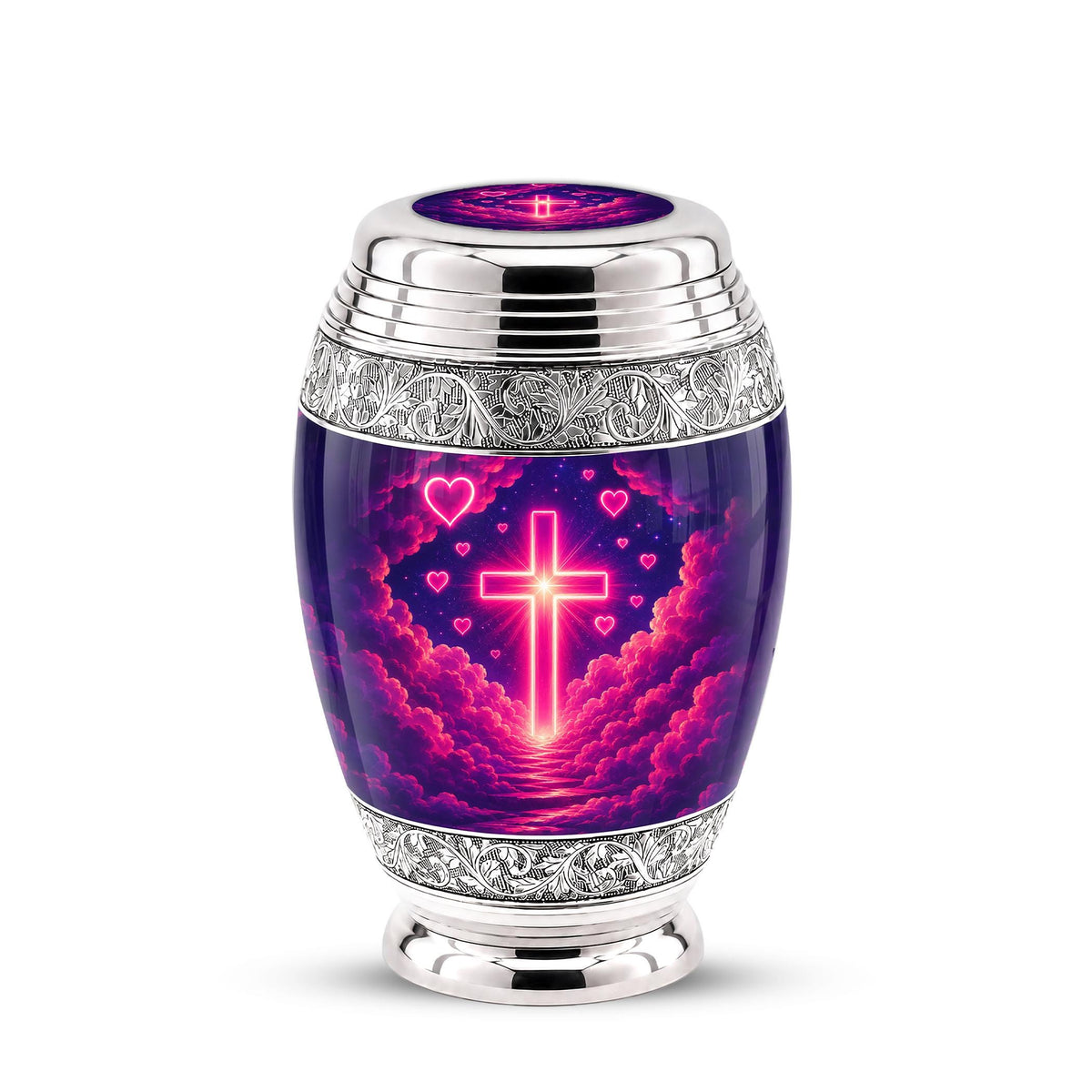 Personalized Christian Cross Cremation Urn, Catholic Memorial Keepsake (200 Cubic Hold)