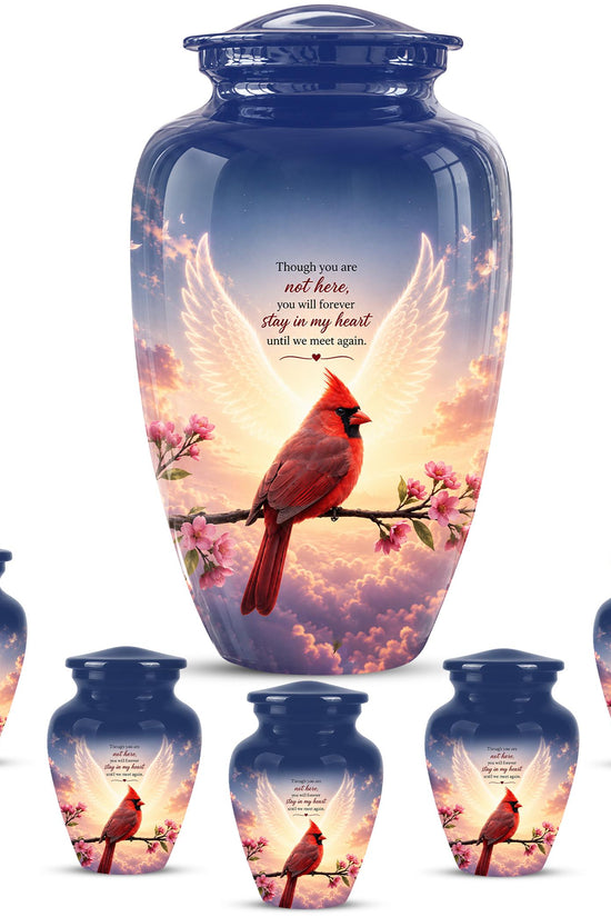 Personalized Cardinal Cremation Urn for Ashes, Red Cardinal Memorial Urn, Angel Wings Bird Tribute Urn - In Loving Memory Memorial (200 Cubic)