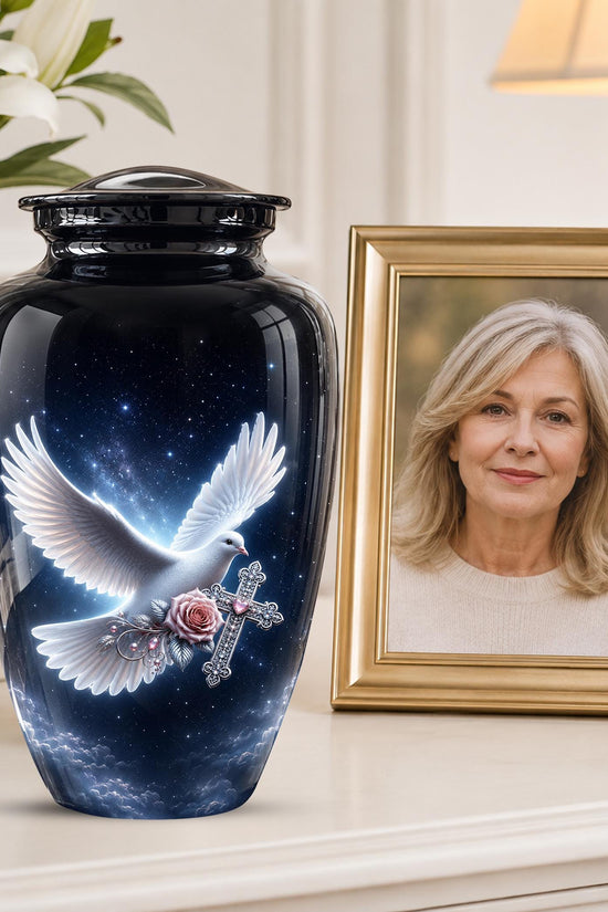 Cremation Urn for Human Ashes | Flying White Dove Memorial Urn - Personalized Adult Urns