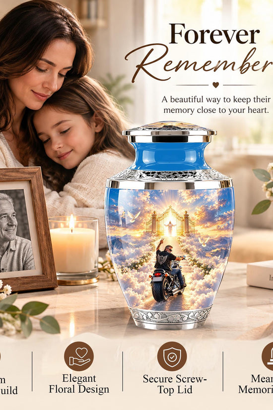 Personalized Motorcycle Memorial Urn, Biker Heaven Tribute, 200 Cubic  Inches
