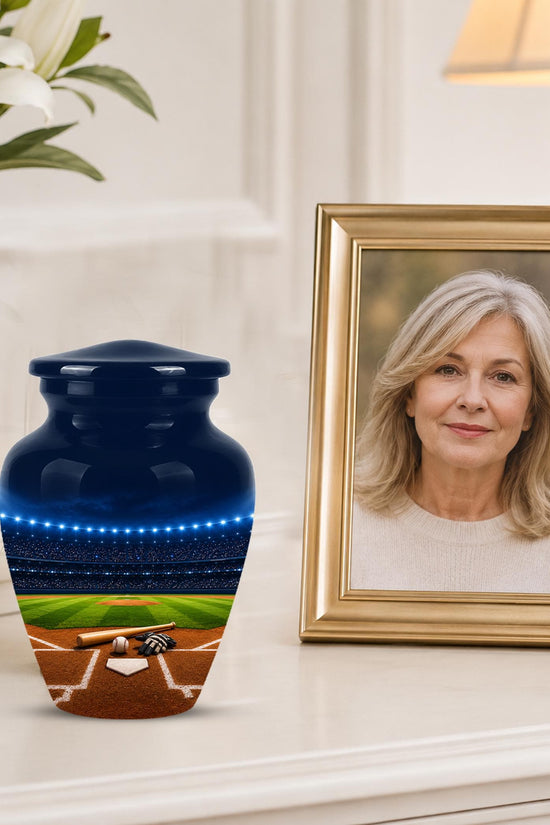 Personalized Baseball Stadium Cremation Urn for Ashes - Custom Memorial Funeral Urn
