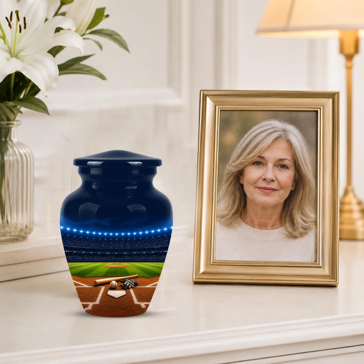 Personalized Baseball Stadium Cremation Urn for Ashes - Custom Memorial Funeral Urn