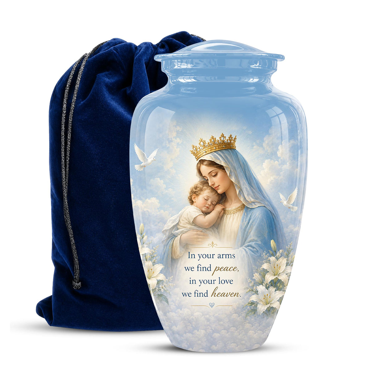 Angel Mom Cremation Urn - Blue Dove Memorial Ashes Container