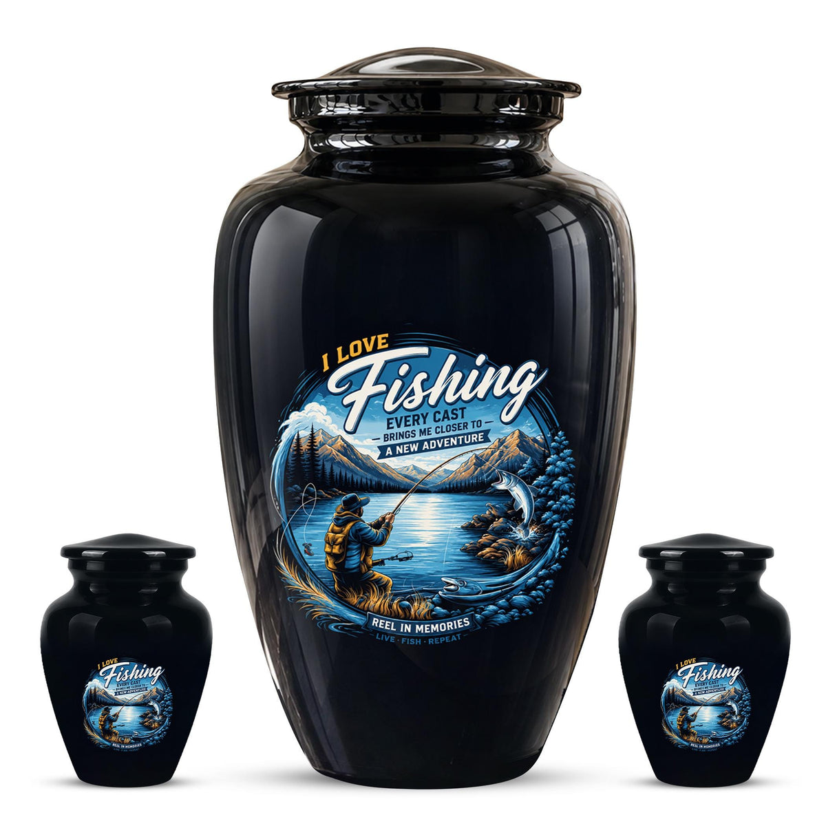 Personalized Fishing Memorial Urn - Adults Ashes For Male