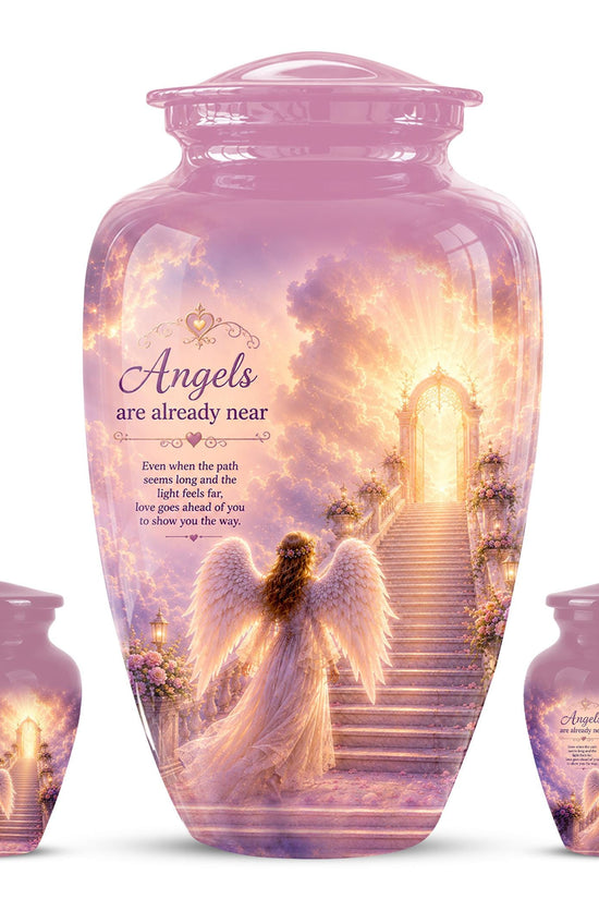 Personalized Angel Wings Urns for Human Ashes - Pink Crematon Urn for Adults