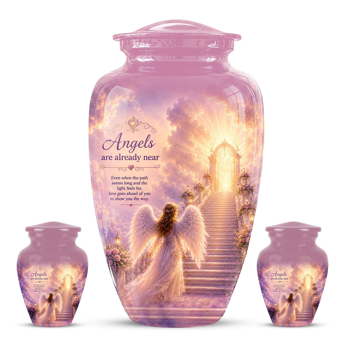 Personalized Angel Wings Urns for Human Ashes - Pink Crematon Urn for Adults