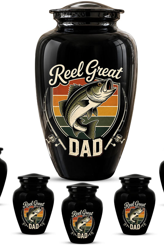 Personalized Fishing Memorial Urn for Dad - Adults Ashes For Memorial Urn