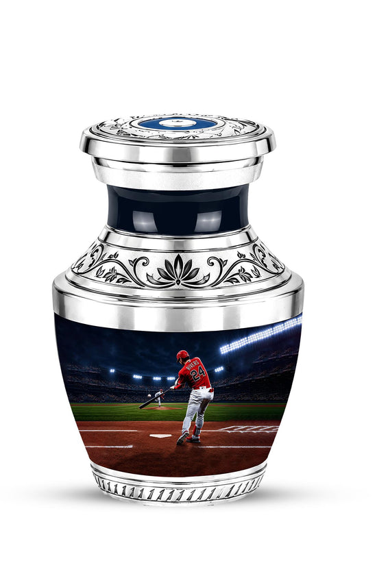 Baseball Player Cremation Urn for Ashes - Red Jersey Baseball Memorial Urn