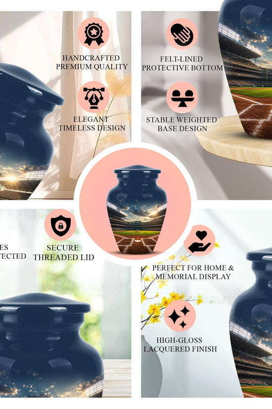 Baseball Stadium Cremation Urn for Ashes - Baseball Field Memorial Urn