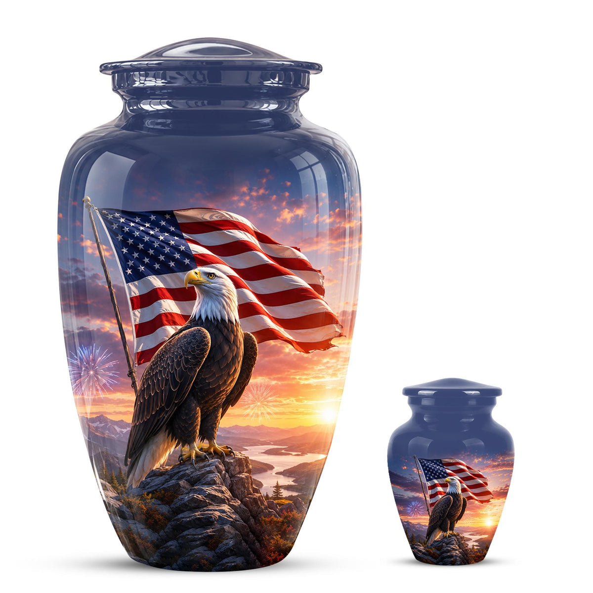 American Flag Eagle Cremation Urn for Ashes - Bald Eagle Patriotic Memorial Urn