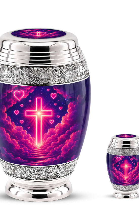 Personalized Christian Cross Cremation Urn, Catholic Memorial Keepsake (200 Cubic Hold)