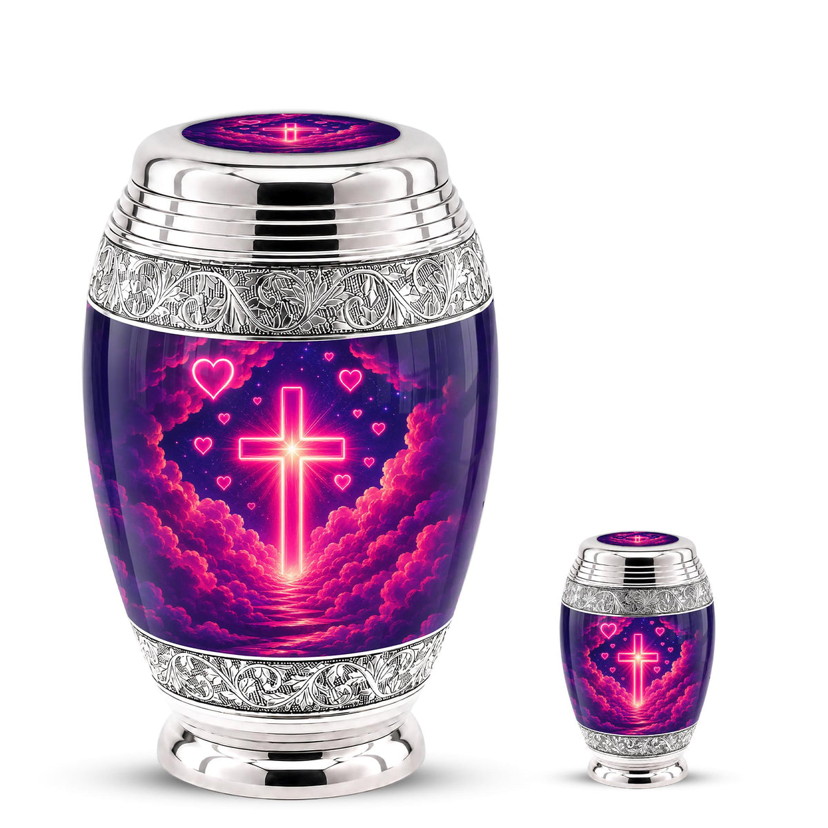 Personalized Christian Cross Cremation Urn, Catholic Memorial Keepsake (200 Cubic Hold)