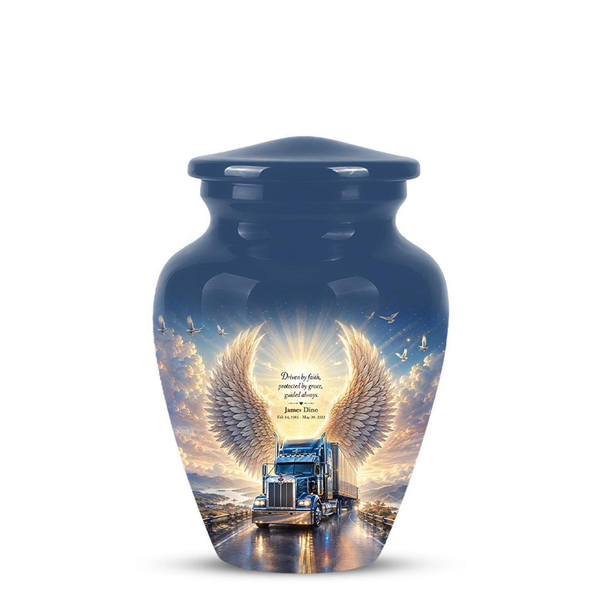 Personalized Truck Cremation Urn - Angel Wings Memorial Keepsake