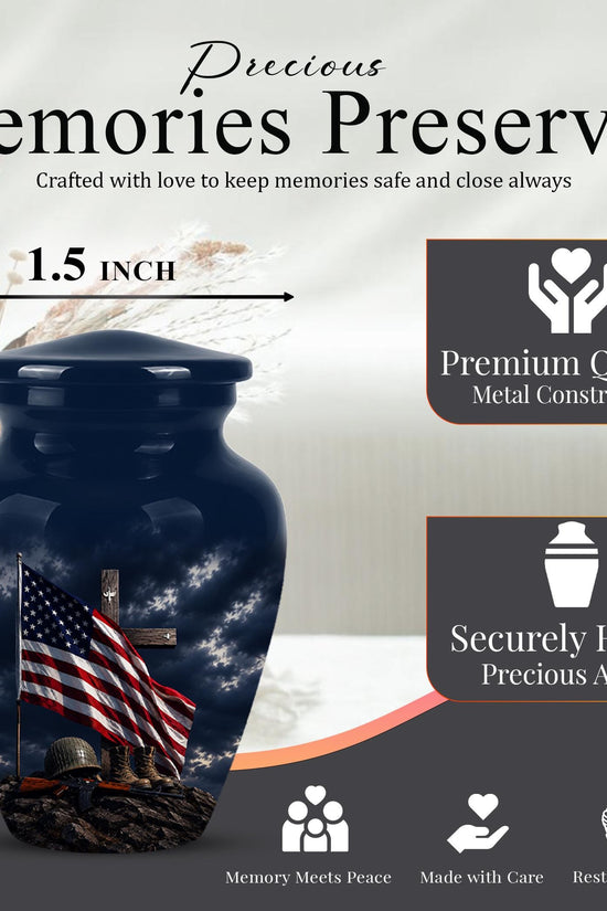 American Flag Military Urn ? Veteran Memorial Cremation Ashes Keepsake