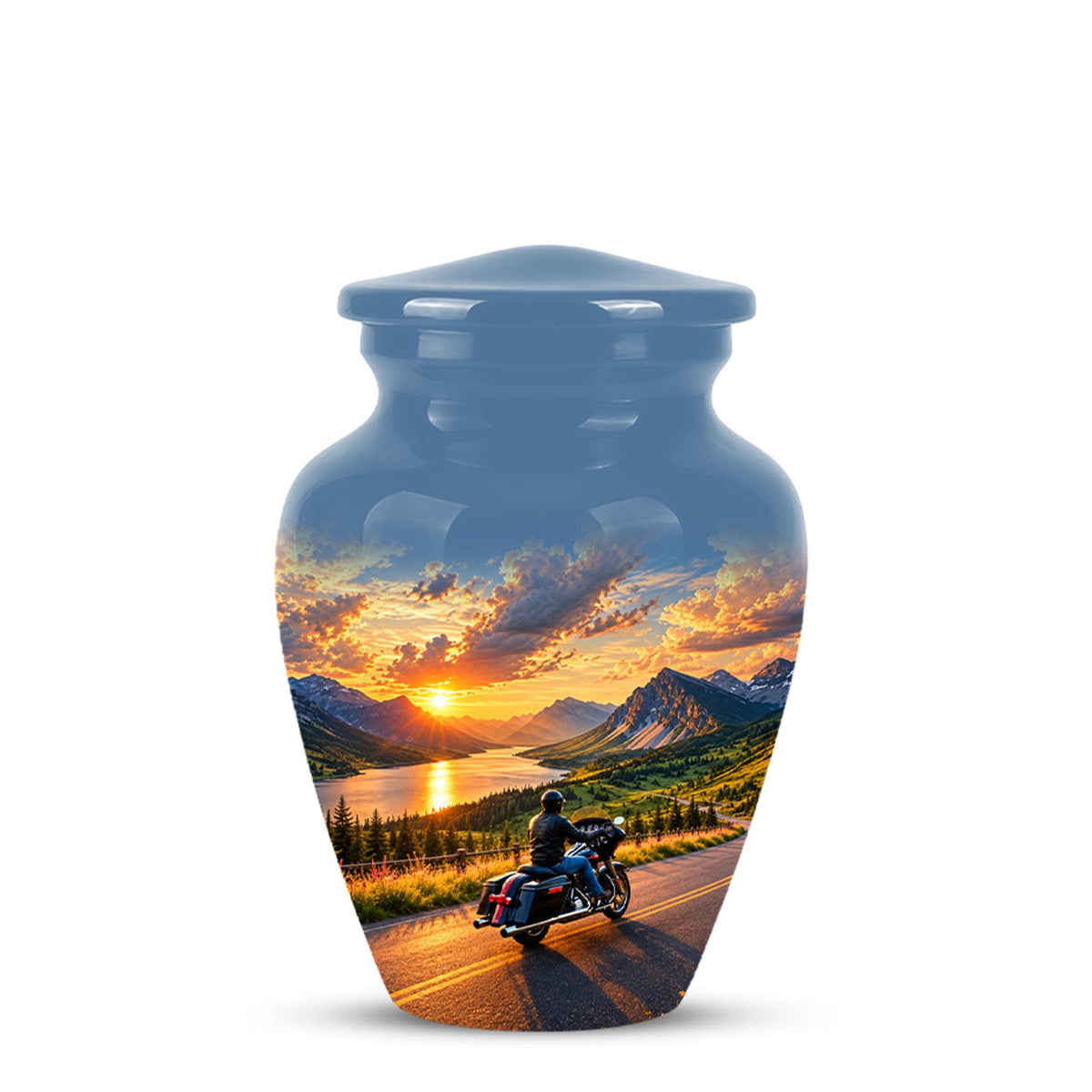 Personalized Motorcycle Cremation Urn, Memorial Urn for Ashes, Mountain Road Biker Tribute, 200 Cubic