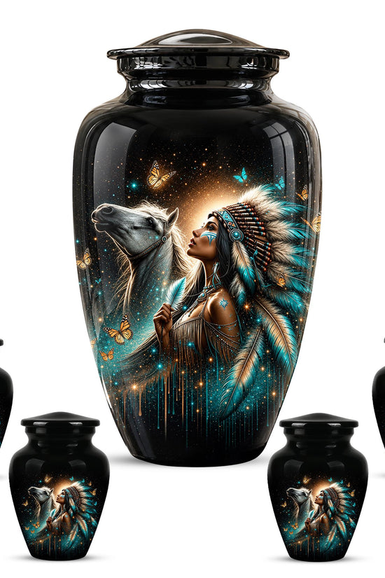 Native American Urns for Human Ashes - Horse Cremation Urn for Adults