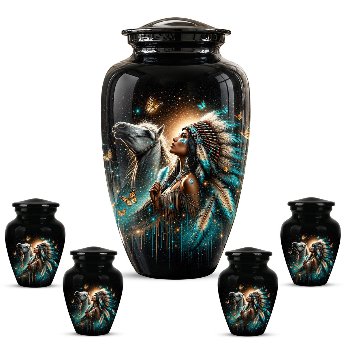 Native American Urns for Human Ashes - Horse Cremation Urn for Adults