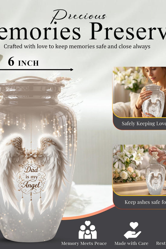 Personalized Dad Memorial Urn - Angel Wings Funeral Urns