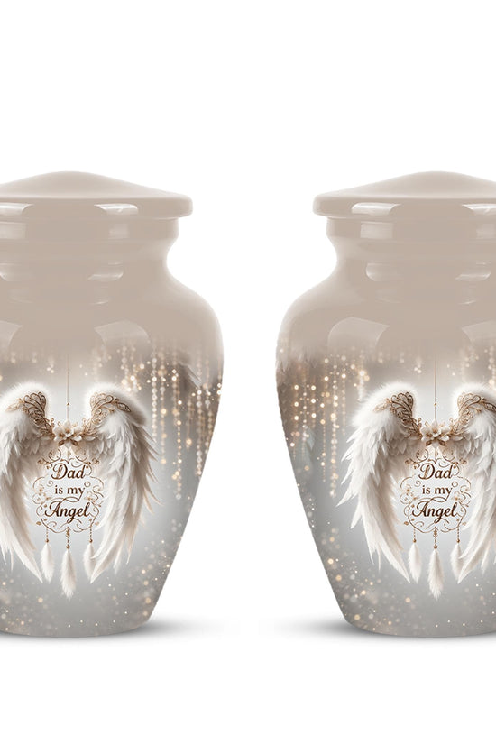 Personalized Dad Memorial Urn - Angel Wings Funeral Urns