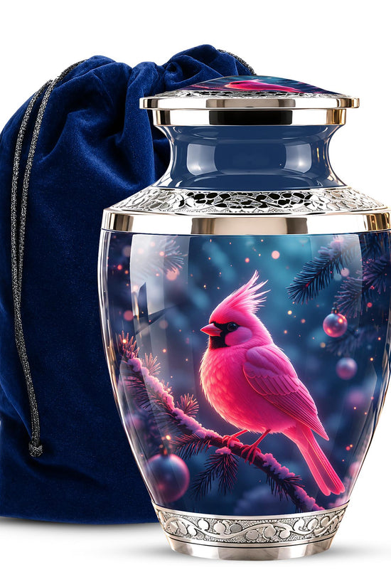 Personalized Cardinal Cremation Urn, Winter Bird Memorial Ashes Urn, Christmas Remembrance Tribute