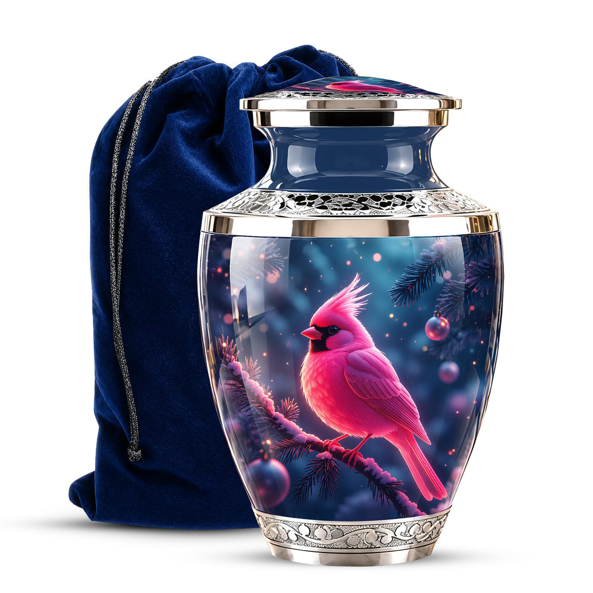 Personalized Cardinal Cremation Urn, Winter Bird Memorial Ashes Urn, Christmas Remembrance Tribute