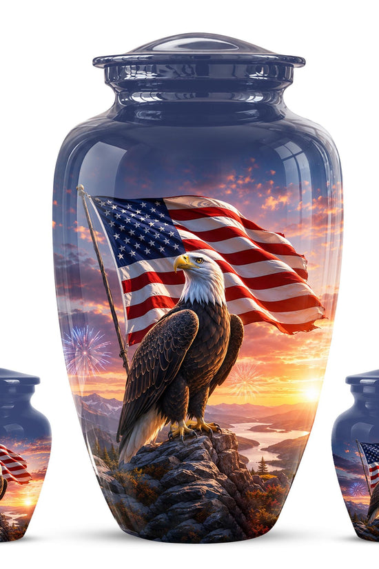 American Flag Eagle Cremation Urn for Ashes - Bald Eagle Patriotic Memorial Urn