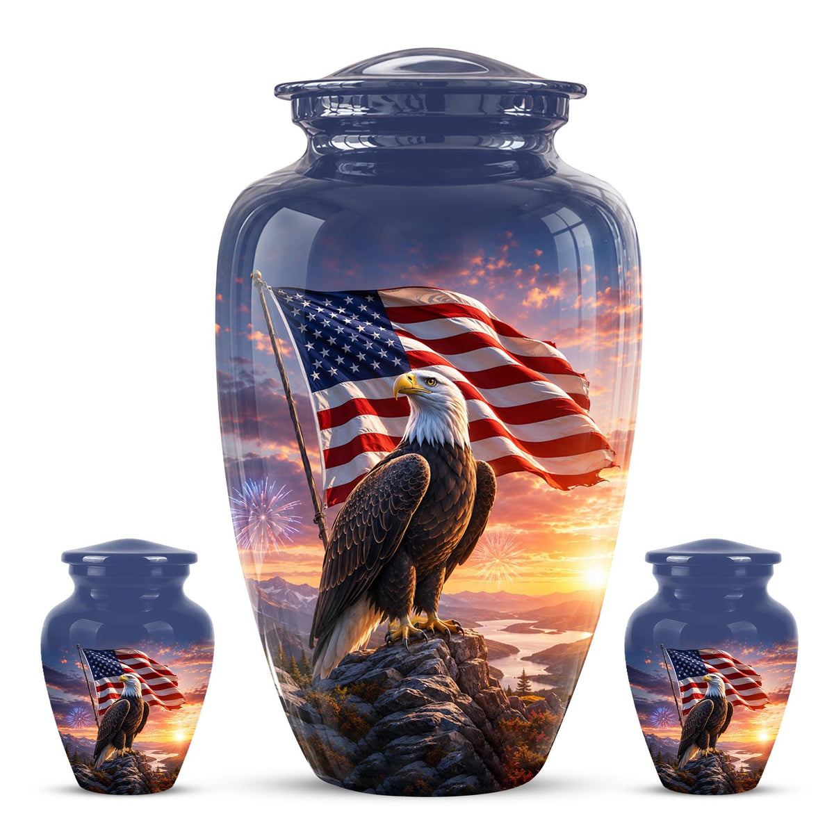 American Flag Eagle Cremation Urn for Ashes - Bald Eagle Patriotic Memorial Urn