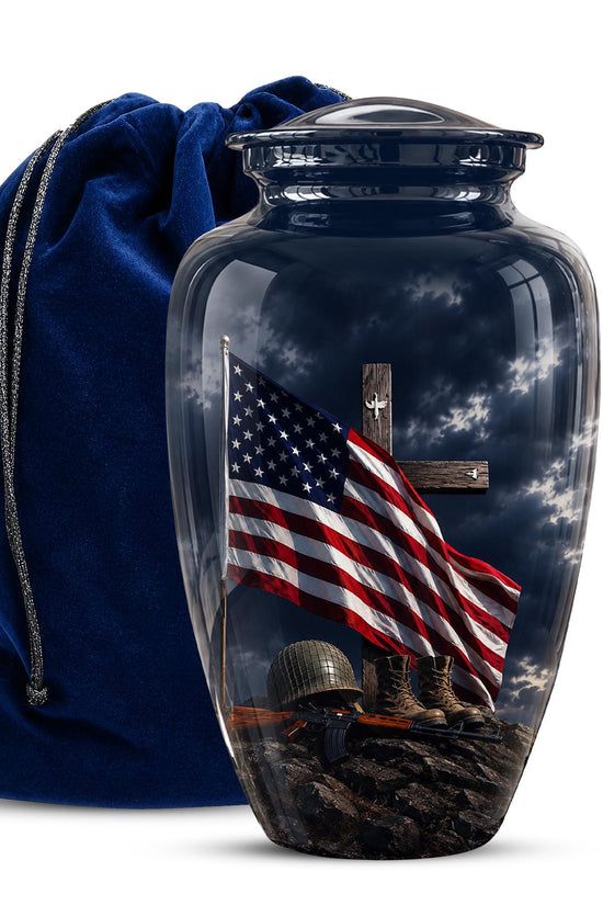 American Flag Military Urn ? Veteran Memorial Cremation Ashes Keepsake