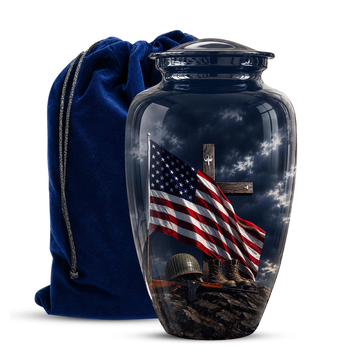 American Flag Military Urn ? Veteran Memorial Cremation Ashes Keepsake