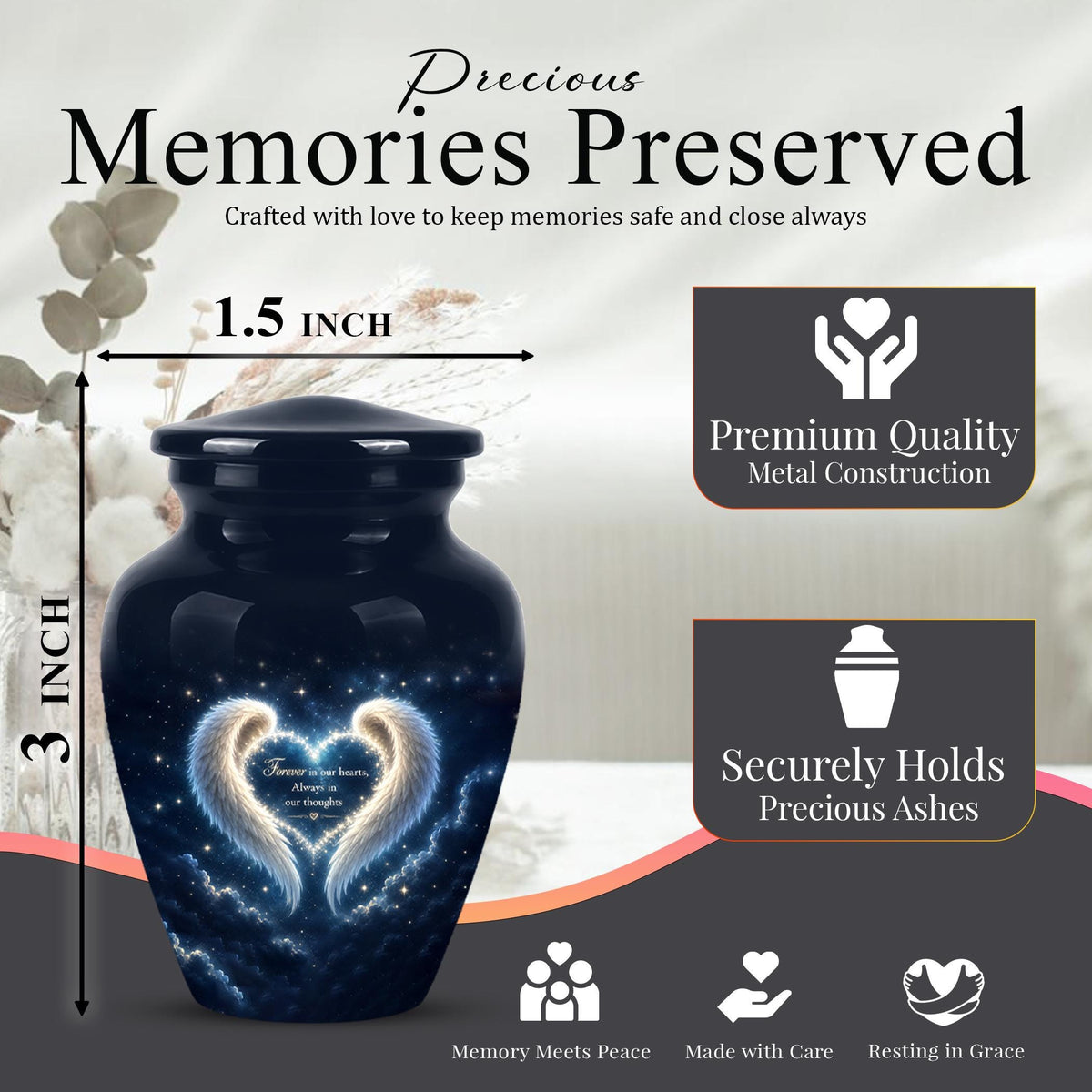 Angel Wings Memorial Urn - Personalized Keepsake for Ashes