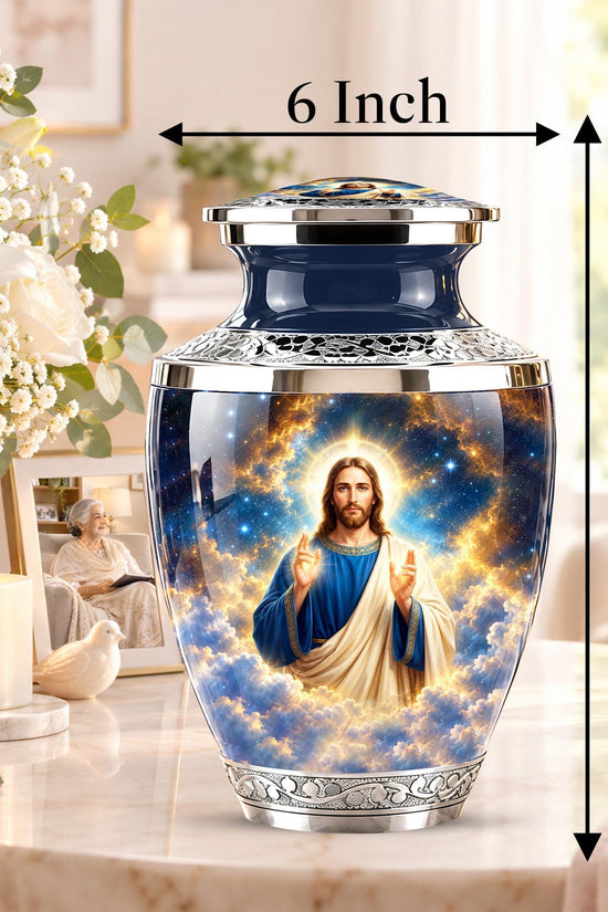 Personalized Jesus Memorial Urn - Christian Cremation Urn, 200 Cubic  Inches