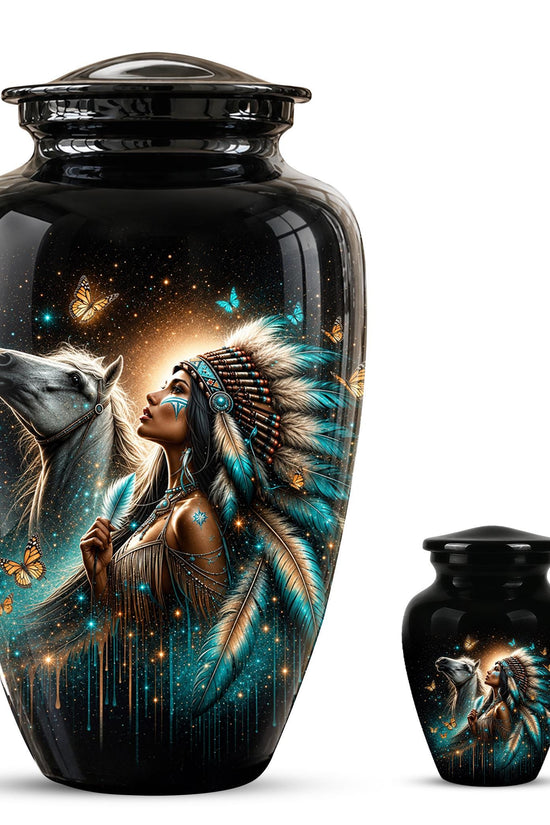 Native American Urns for Human Ashes - Horse Cremation Urn for Adults
