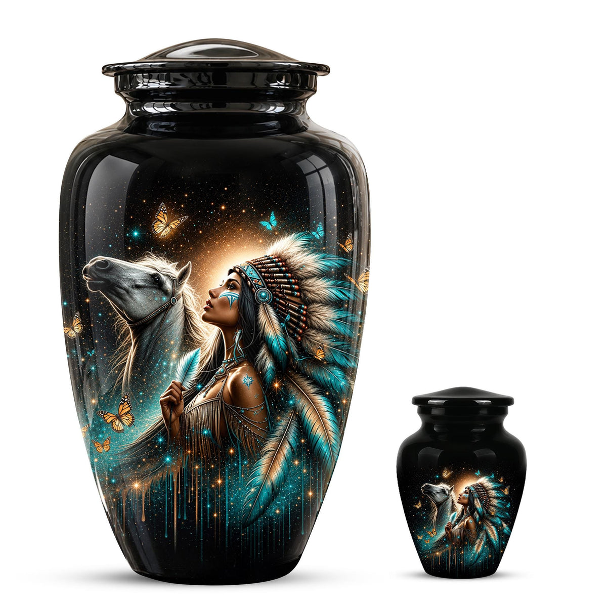 Native American Urns for Human Ashes - Horse Cremation Urn for Adults