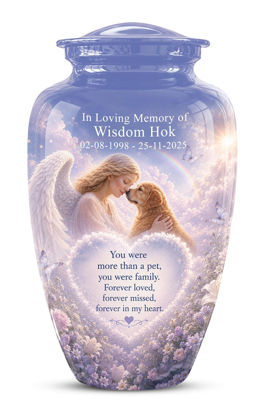 Personalized Angel Rainbow Dog Cremation Urn - 200 Cubic  Inch Pet Memorial Ashes