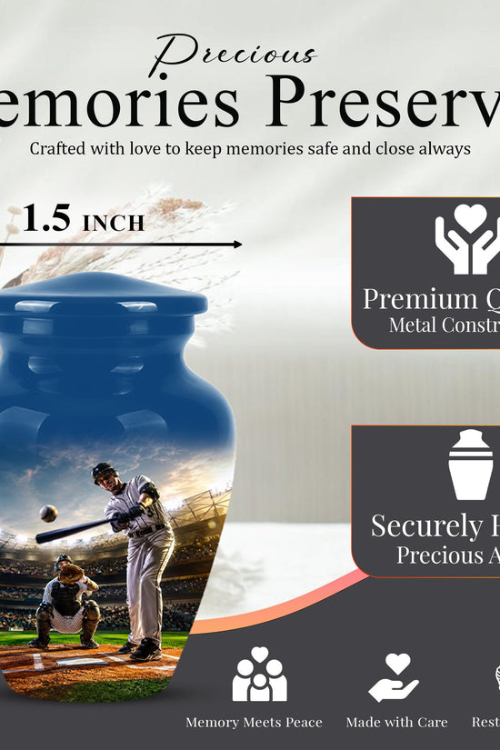 Baseball Cremation Urn for Ashes - Baseball Batter and Catcher Memorial Urn