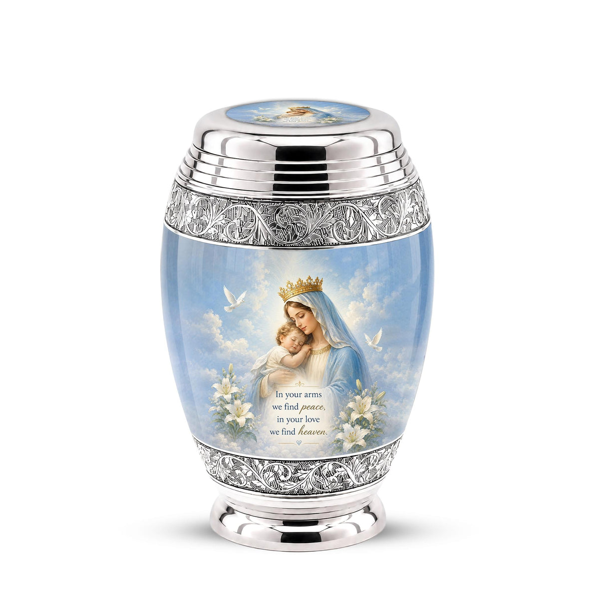 Personalized Virgin Mary Cremation Urn for Ashes - Mother and Child Catholic Memorial Urn, Mary and Jesus Religious Tribute