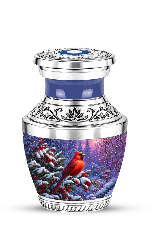 Personalized Cardinal Memorial Urn, Winter Bird Ashes Keepsake (200 Cubic)