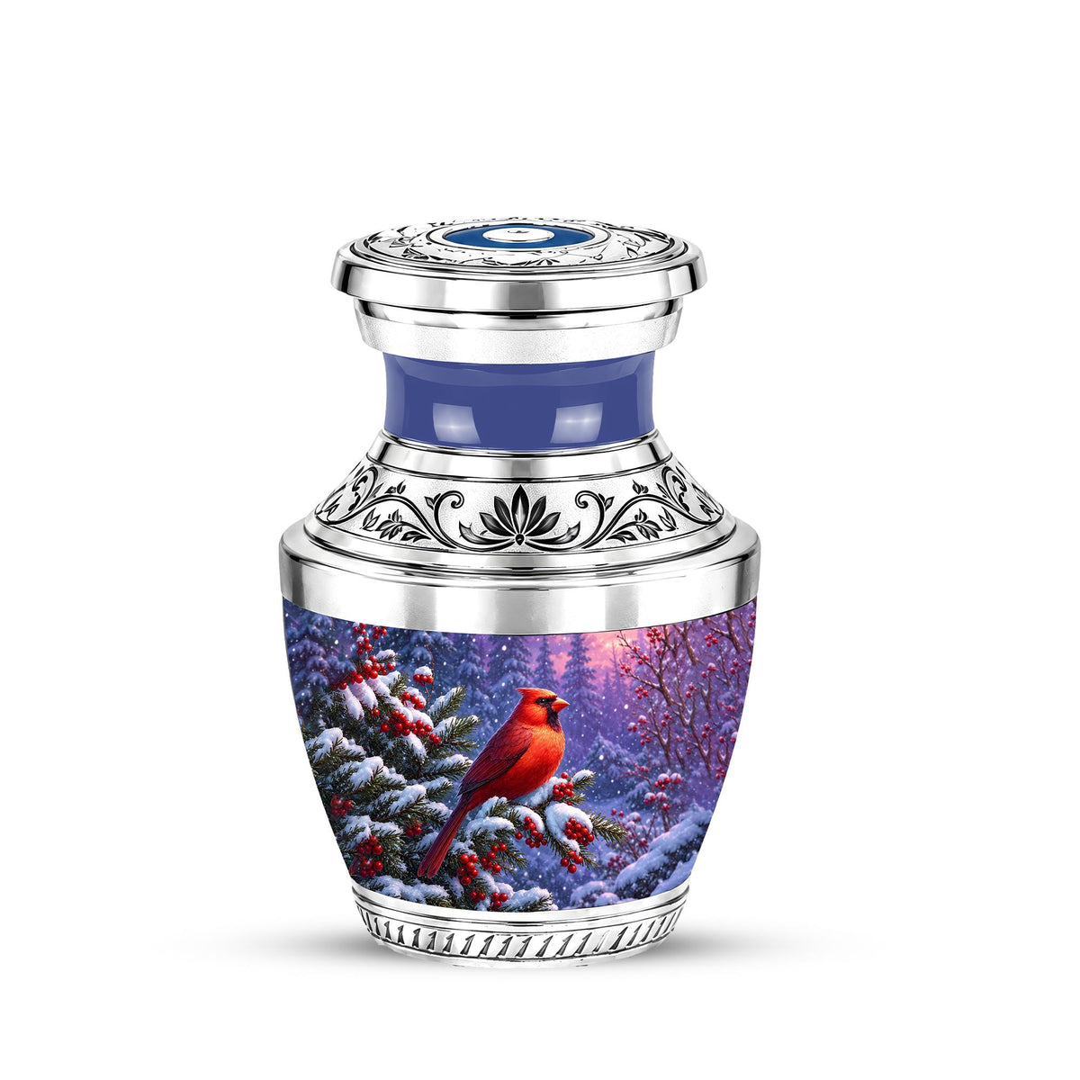 Personalized Cardinal Memorial Urn, Winter Bird Ashes Keepsake (200 Cubic)