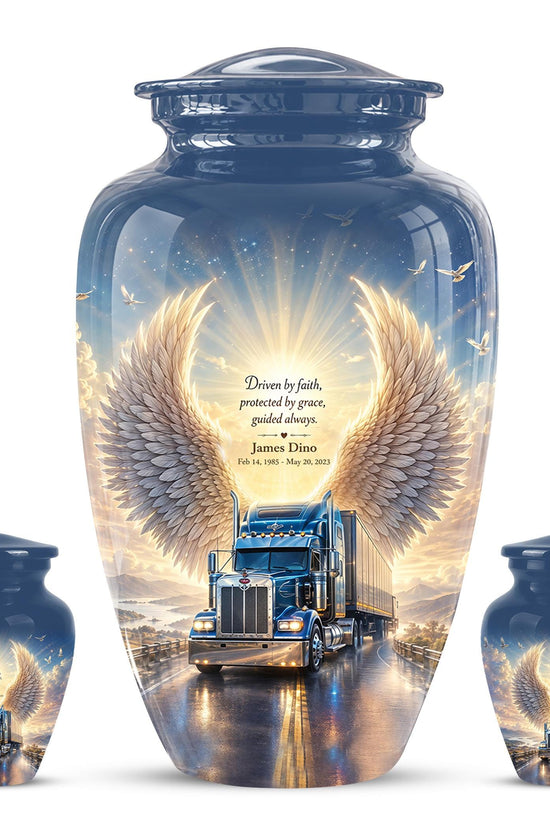 Personalized Truck Cremation Urn - Angel Wings Memorial Keepsake
