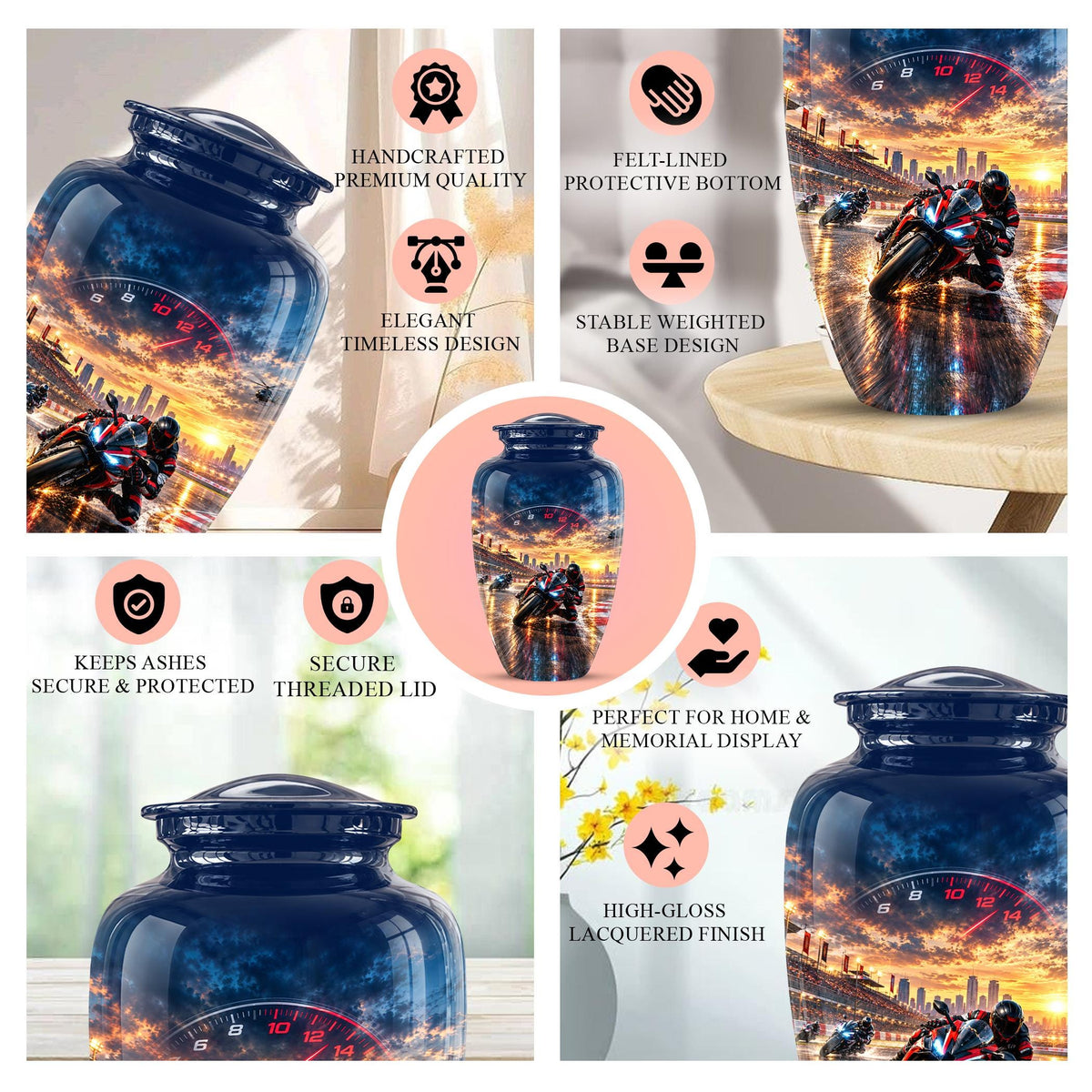 Personalized Motocross Cremation Urn, Custom Dirt Bike Memorial Ashes (200 Cubic)
