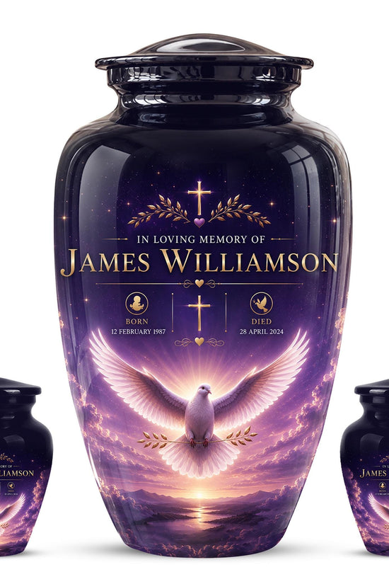 Personalized Purple Dove Cremation Urn - Peaceful Memorial Tribute (Adult)