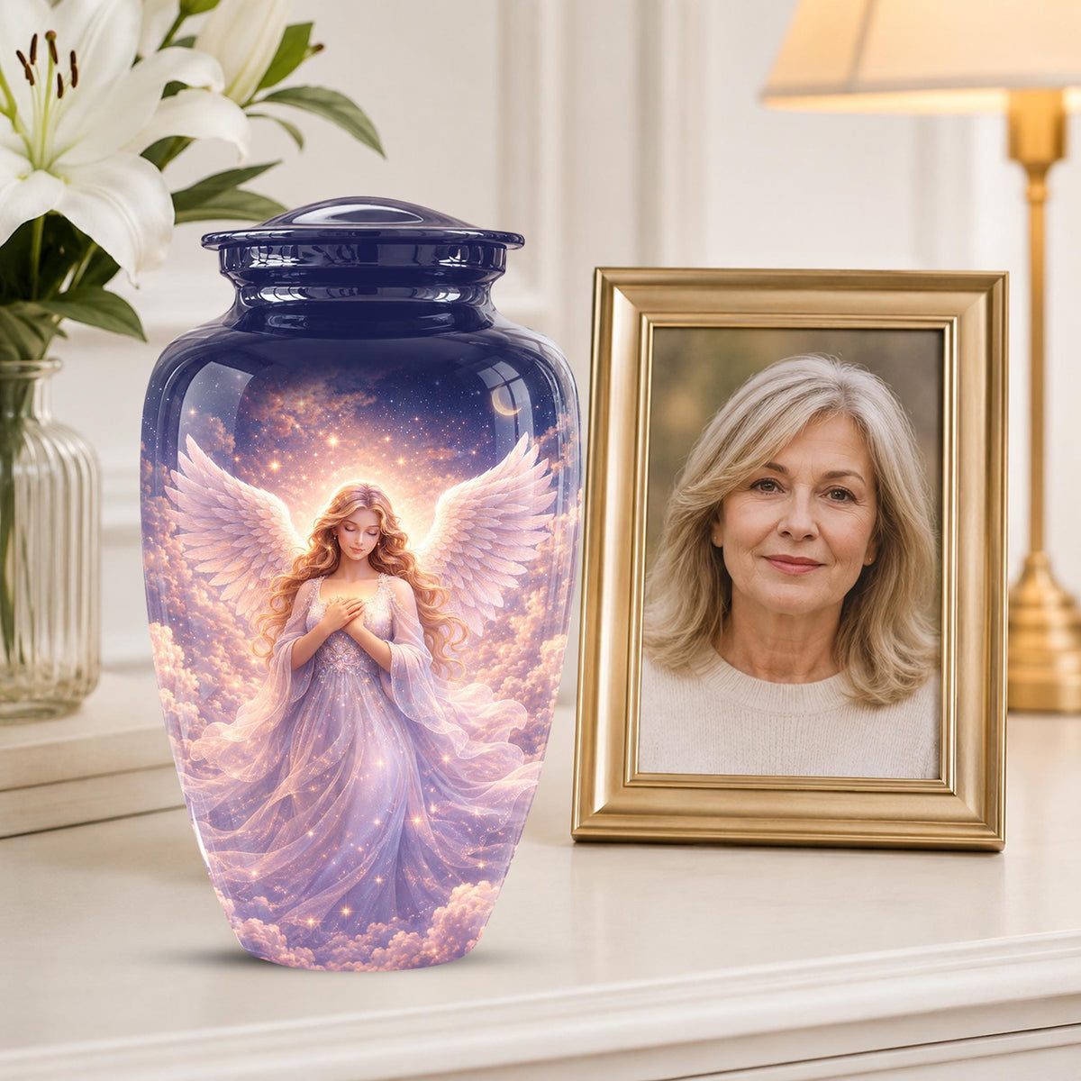 Personalized Angel Wings Urn for Human Ashes - Memorial Keepsake Tribute Urn