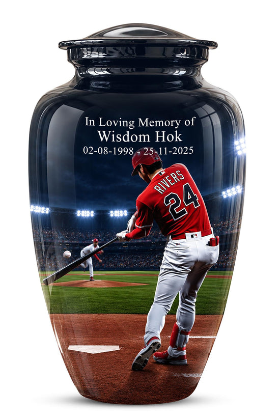 Baseball Cremation Urn for Ashes - Baseball Player Memorial Urn