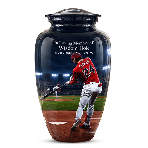 Baseball Cremation Urn for Ashes - Baseball Player Memorial Urn
