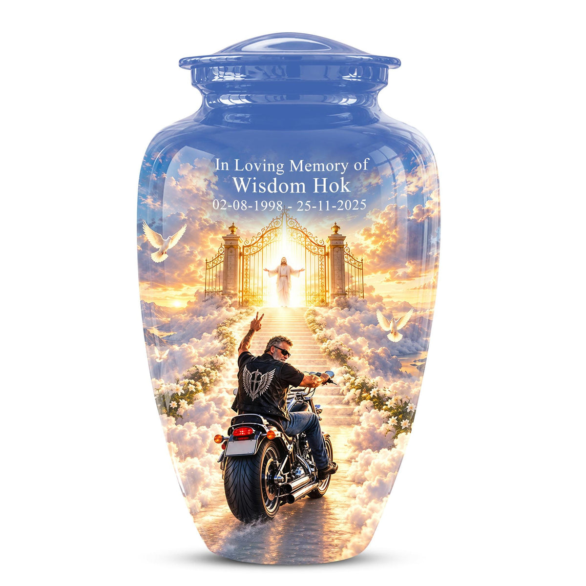 Personalized Motorcycle Memorial Urn, Biker Heaven Tribute, 200 Cubic  Inches