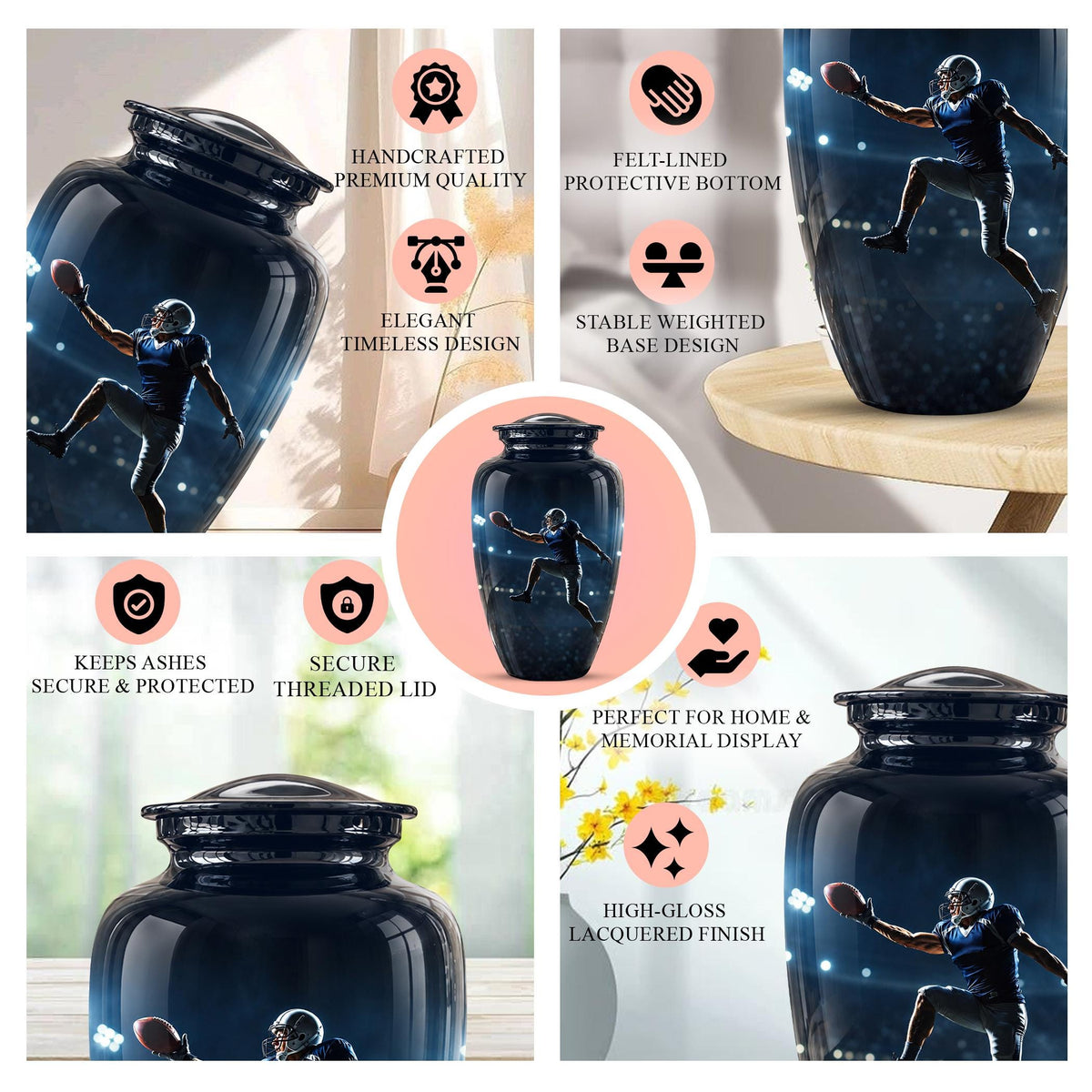 Sportsman Cremation Urn ? Football Memorial Keepsake for Adults