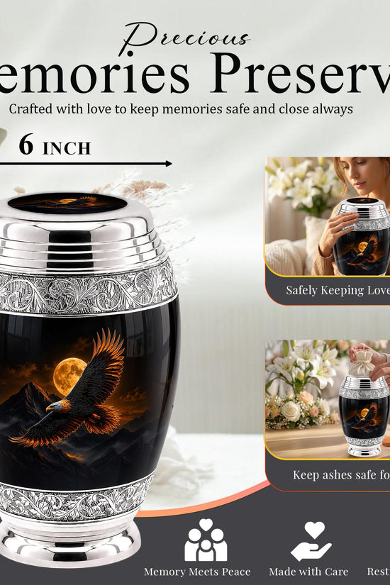 Bald Eagle Cremation Urn for Ashes - Golden Moon Mountain Memorial Urn